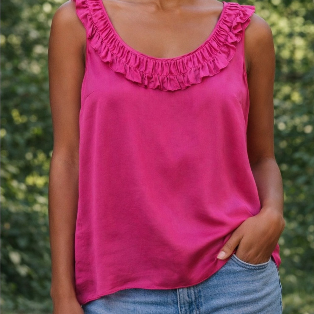 J. Crew Silk Ruffled Tank Top